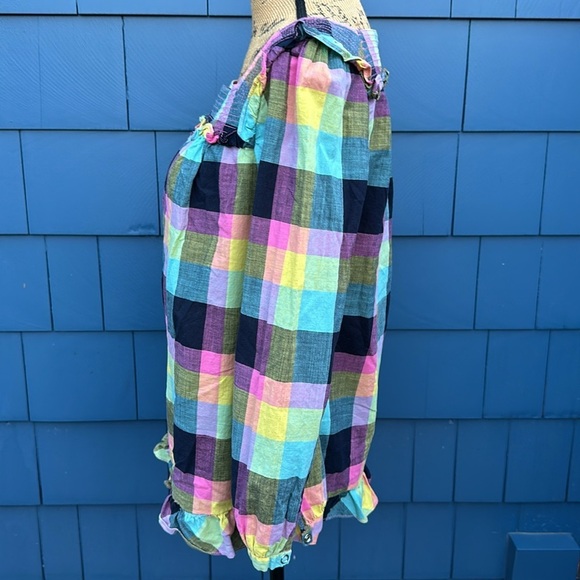 🩵💜🩵Marc by Marc Jacobs plaid pink black cotton top shirt blouse large - Picture 7 of 8